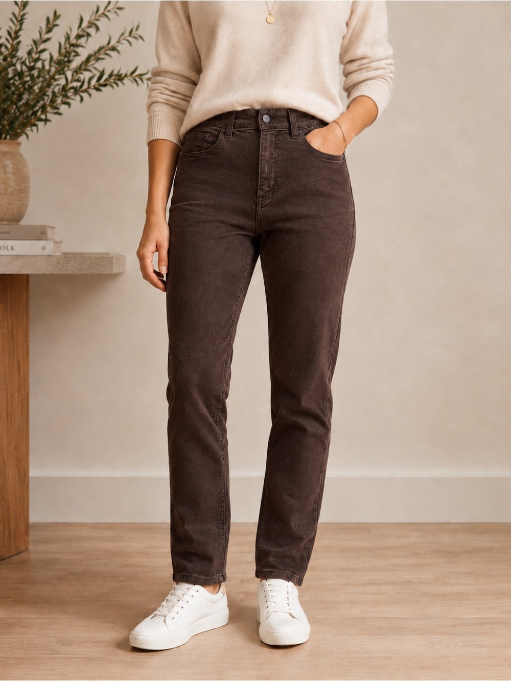 NYDJ Women's Straight-Leg Jeans in Dark Brown